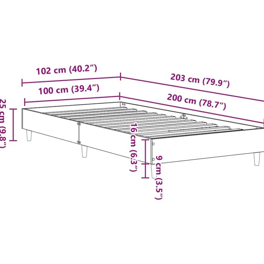 vidaXL Camas Y Accesorios-Estructura de cama sin colchón roble artesanal 100x200 cm