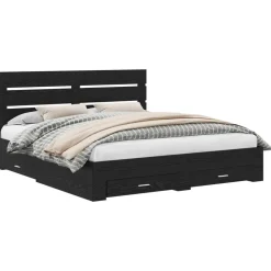 vidaXL Estructura de cama con cajón 180 x 200 cm Roble negro Clearance
