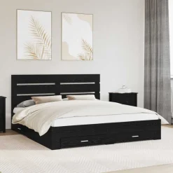 vidaXL Estructura de cama con cajón 180 x 200 cm Roble negro Clearance