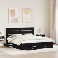 vidaXL Estructura de cama con cajón 180 x 200 cm Roble negro Clearance