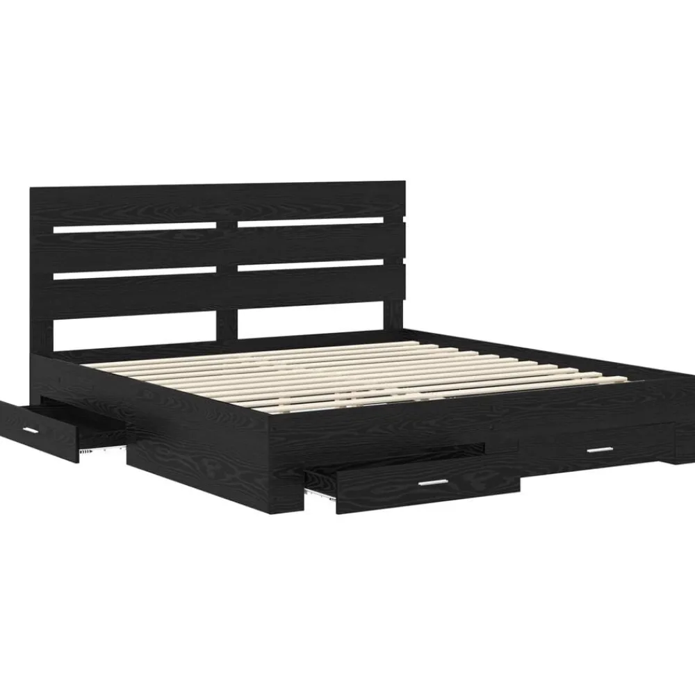 vidaXL Estructura de cama con cajón 180 x 200 cm Roble negro Clearance