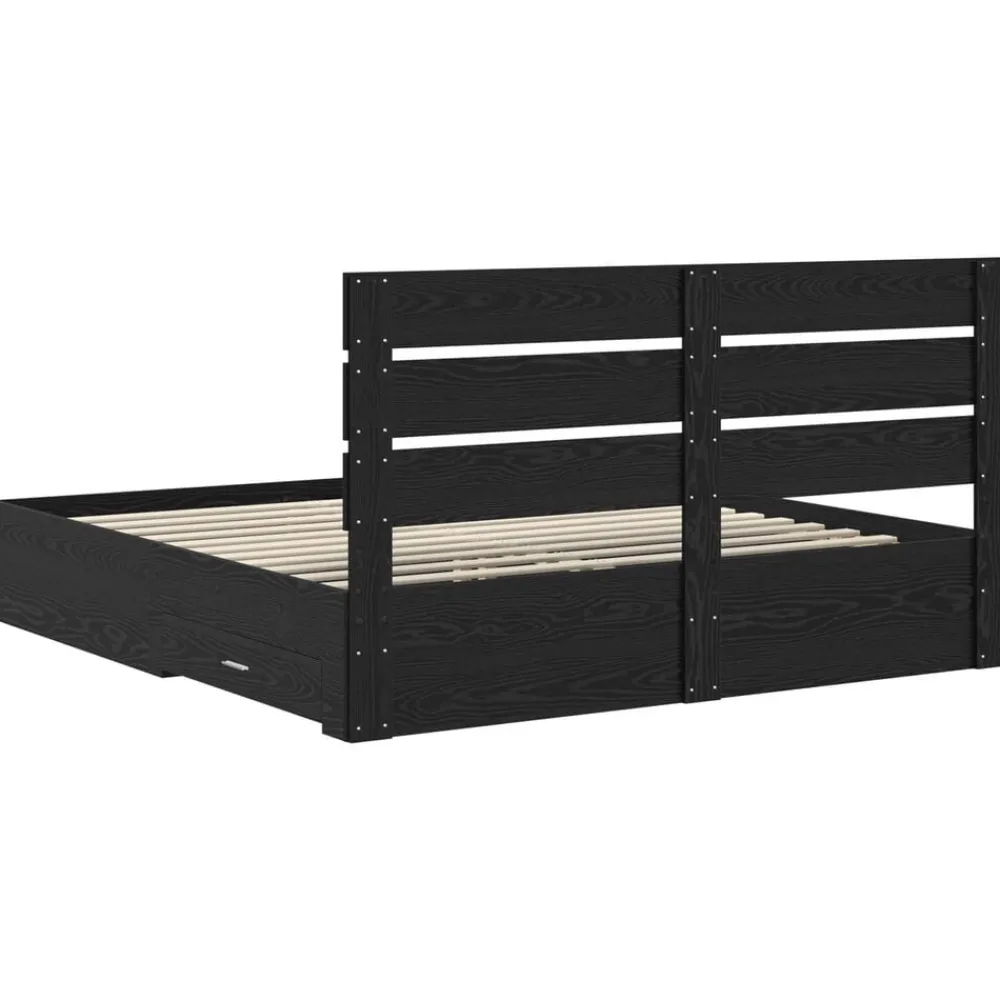 vidaXL Estructura de cama con cajón 180 x 200 cm Roble negro Clearance
