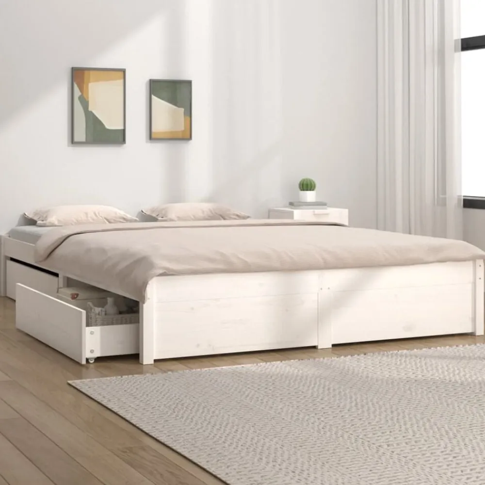 vidaXL Camas Y Accesorios-Estructura de cama con cajones 140x190 cm