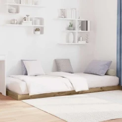 vidaXL Camas Y Accesorios-Estructura de Cama de Suelo Roble artesanal 75 x 190 cm