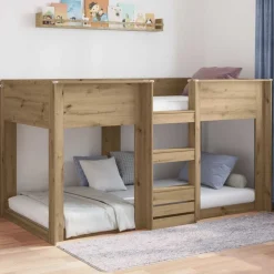 vidaXL Camas Y Accesorios-Estructura de Cama de Suelo Roble artesanal 75 x 190 cm