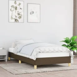 vidaXL Camas Y Accesorios-Estructura de cama sin colchón tela marrón oscuro 80x200 cm