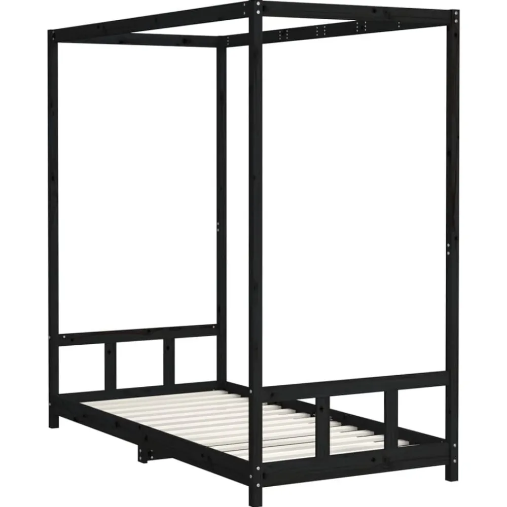 vidaXL Estructura de cama para niños madera de pino 90x190 cm Negro New