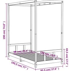 vidaXL Estructura de cama para niños madera de pino 90x190 cm Negro New