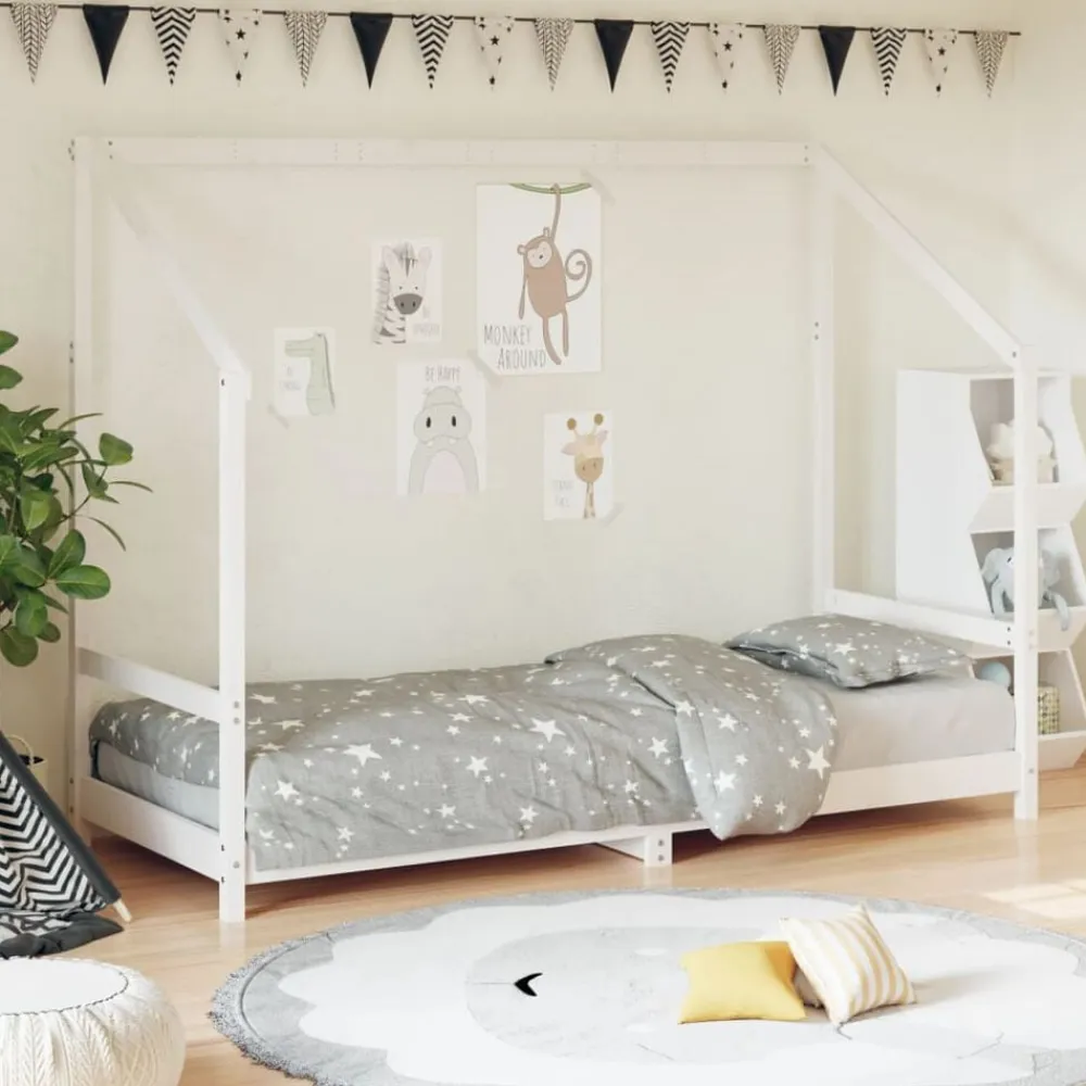 Niños vidaXL Mobiliario Para Bebés Y Niños Pequeños-Estructura de cama para niños madera de pino 80x200 cm