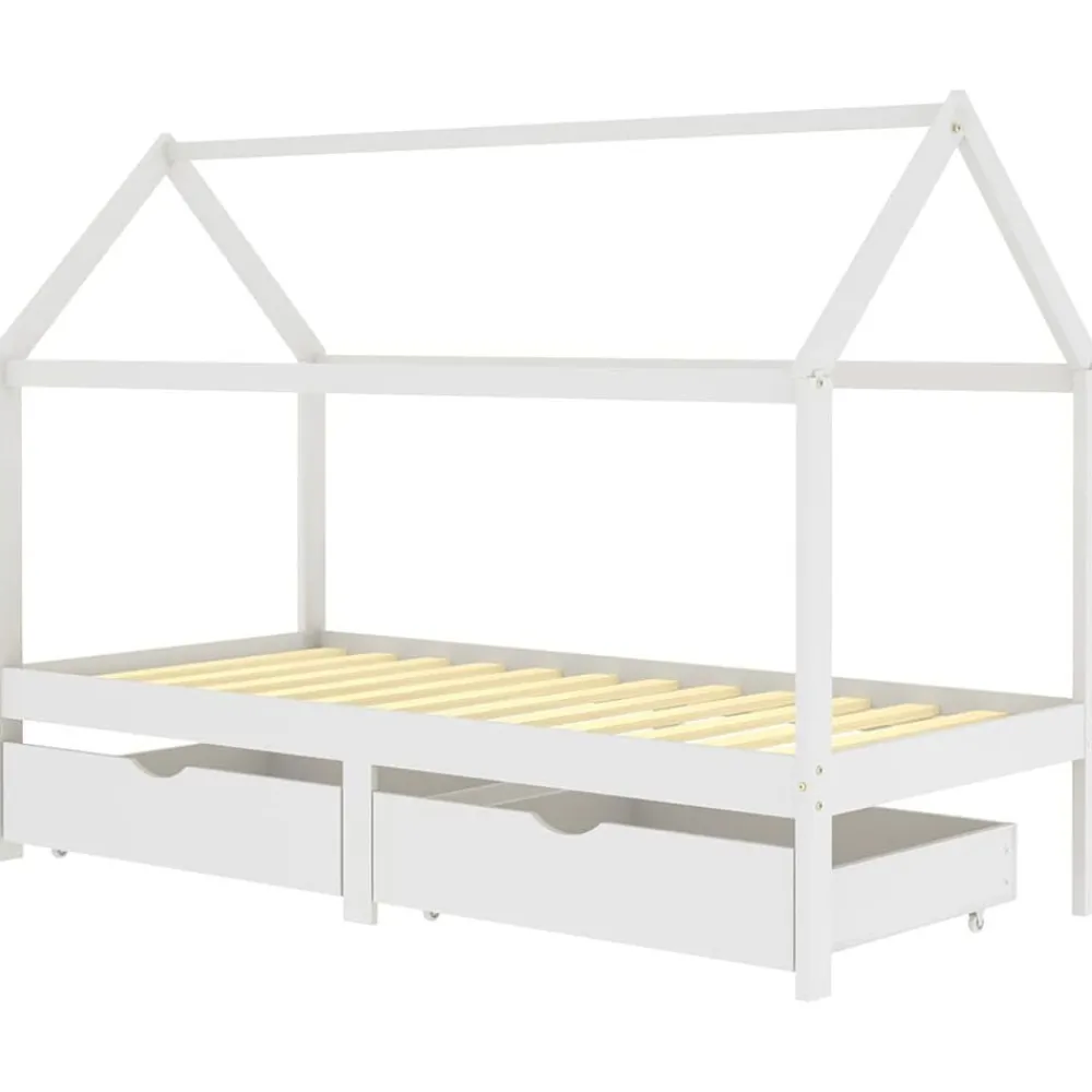Niños vidaXL Mobiliario Para Bebés Y Niños Pequeños-Estructura de cama infantil cajones madera pino 90x200cm