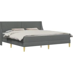 vidaXL Conjuntos De Muebles-Estructura de cama con colchón Gris oscuro 180 x 200 cm tela