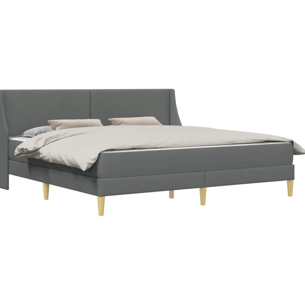 vidaXL Conjuntos De Muebles-Estructura de cama con colchón Gris oscuro 180 x 200 cm tela