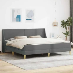 vidaXL Conjuntos De Muebles-Estructura de cama con colchón Gris oscuro 180 x 200 cm tela
