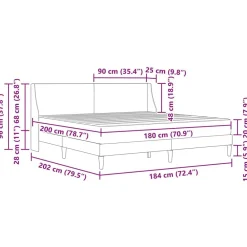 vidaXL Conjuntos De Muebles-Estructura de cama con colchón Gris oscuro 180 x 200 cm tela