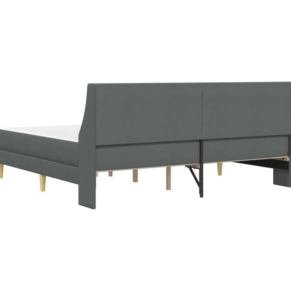 vidaXL Conjuntos De Muebles-Estructura de cama con colchón Gris oscuro 180 x 200 cm tela