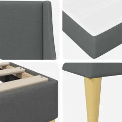 vidaXL Conjuntos De Muebles-Estructura de cama con colchón Gris oscuro 180 x 200 cm tela