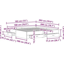 vidaXL Camas Y Accesorios-Estructura de cama con cajón 180 x 200 cm