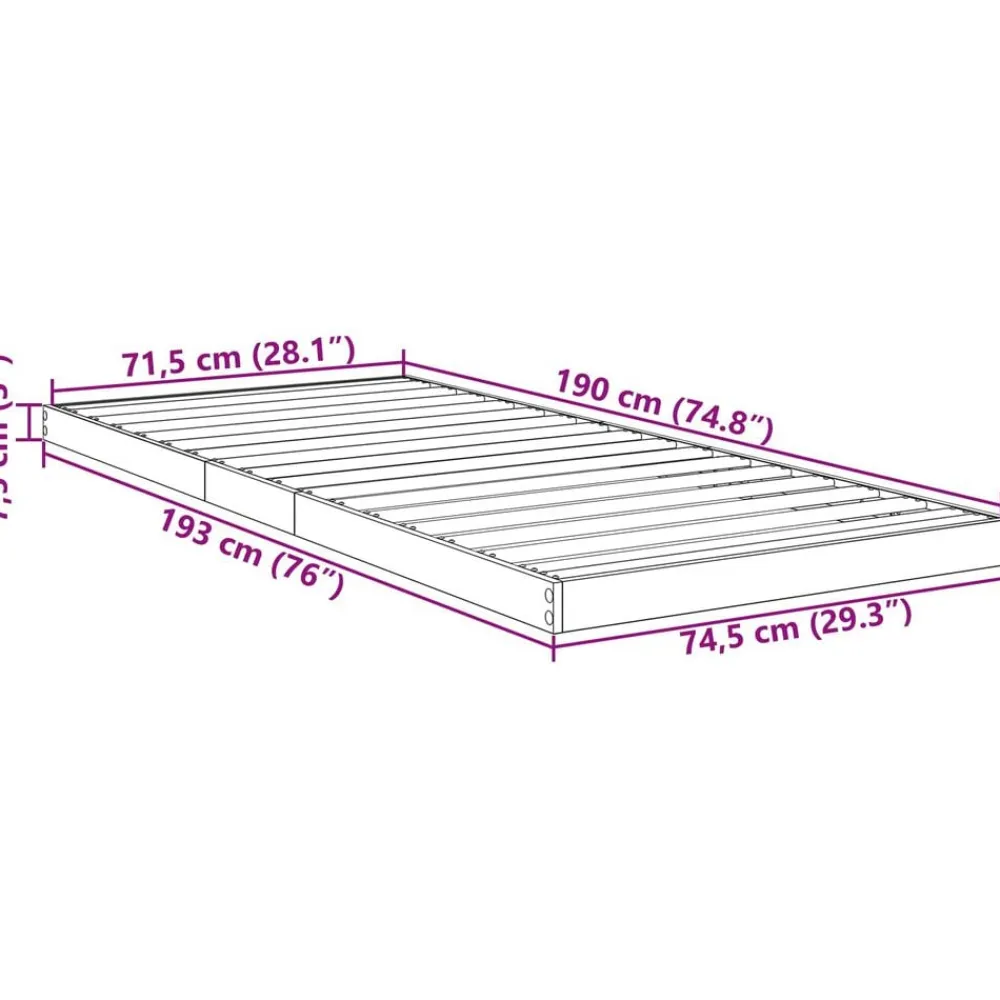 vidaXL Camas Y Accesorios-Estructura de Cama de Suelo 75 x 190 cm Madera de ingeniería