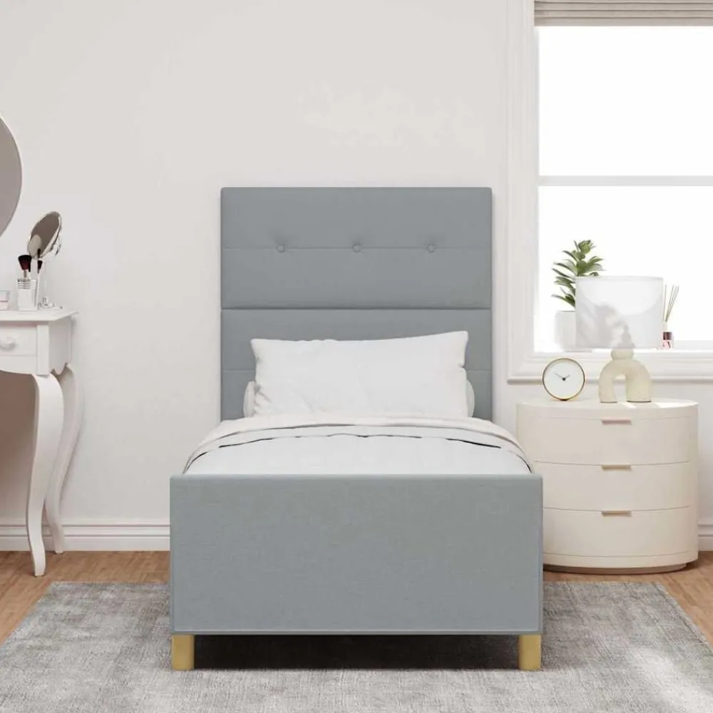 vidaXL Estructura de cama con cabecera 80 x 200 cm tela Gris claro Online
