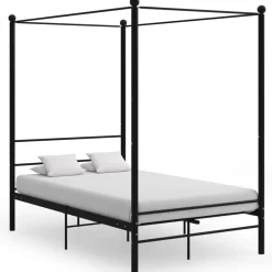 vidaXL Estructura de cama con dosel sin colchón metal 120x200 cm Negro Outlet