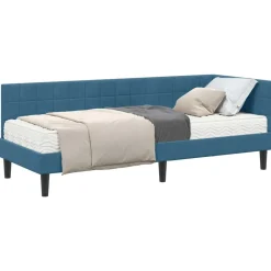vidaXL Estructura de Cama Esquina con Colchón 2 pcs Terciopelo Azul Outlet