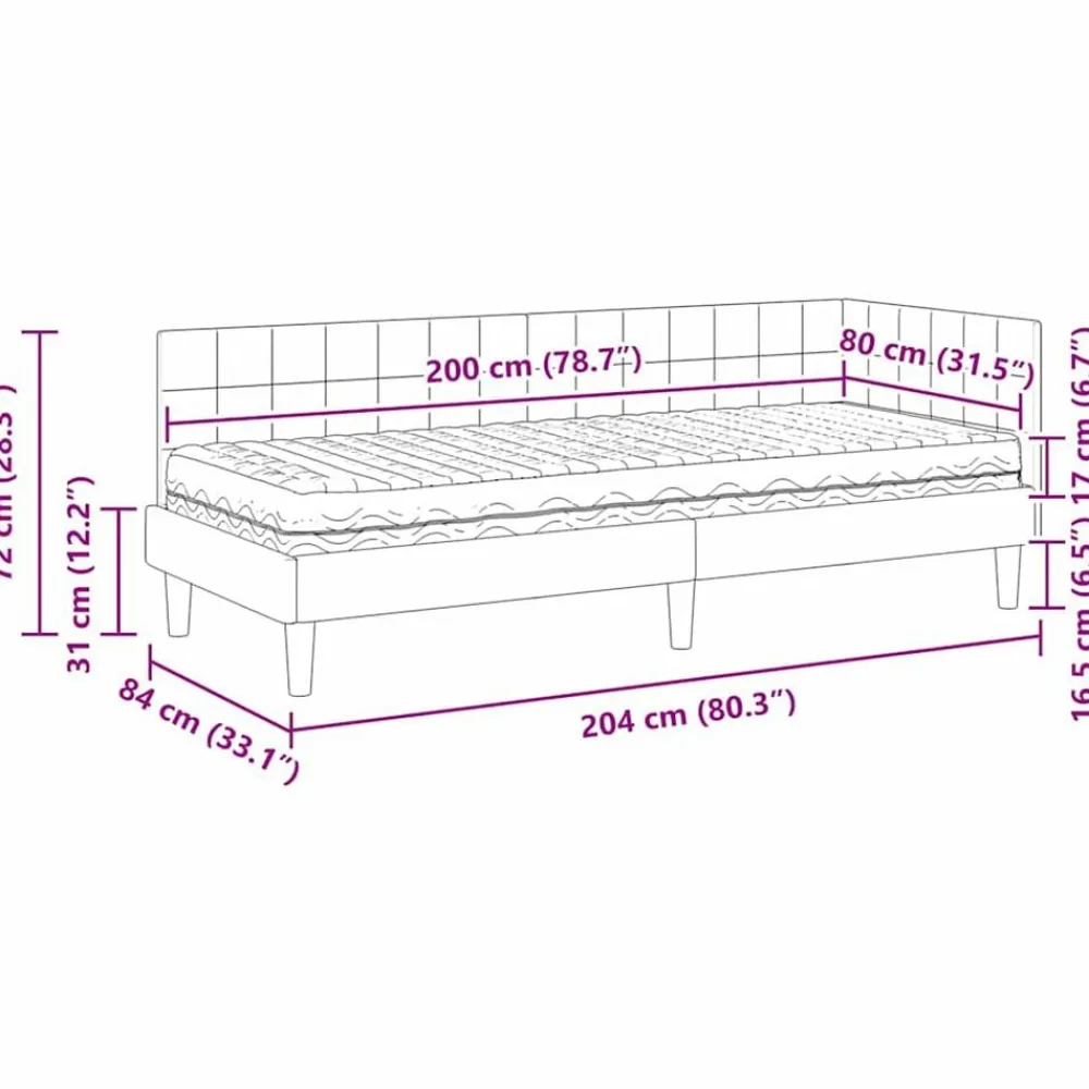 vidaXL Estructura de Cama Esquina con Colchón 2 pcs Terciopelo Azul Outlet