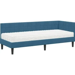 vidaXL Estructura de Cama Esquina con Colchón 2 pcs Terciopelo Azul Outlet