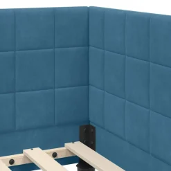 vidaXL Estructura de Cama Esquina con Colchón 2 pcs Terciopelo Azul Outlet