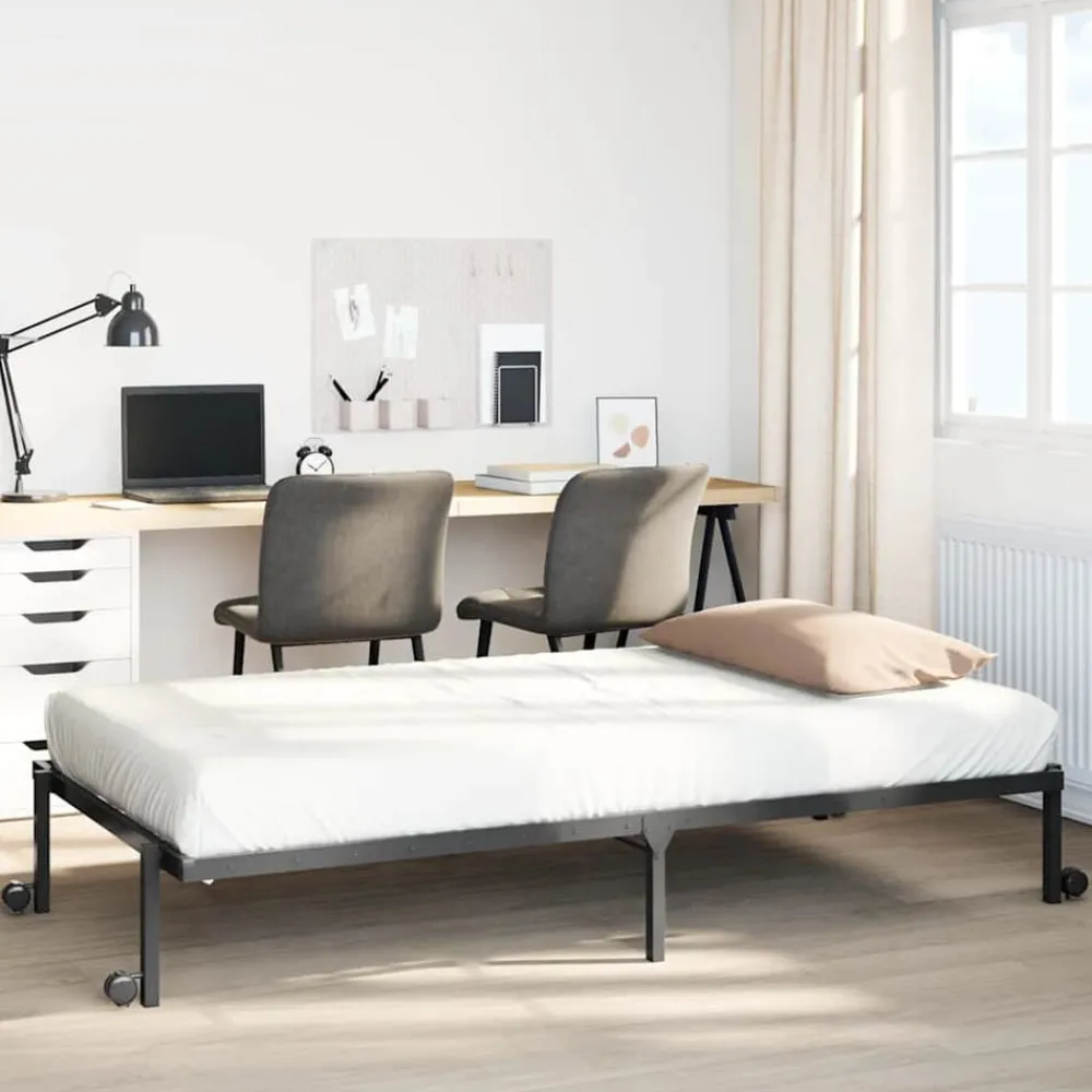 vidaXL Camas Y Accesorios-Estructura de cama sin colchón plegable acero 75x190 cm