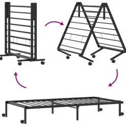 vidaXL Camas Y Accesorios-Estructura de cama sin colchón plegable acero 75x190 cm