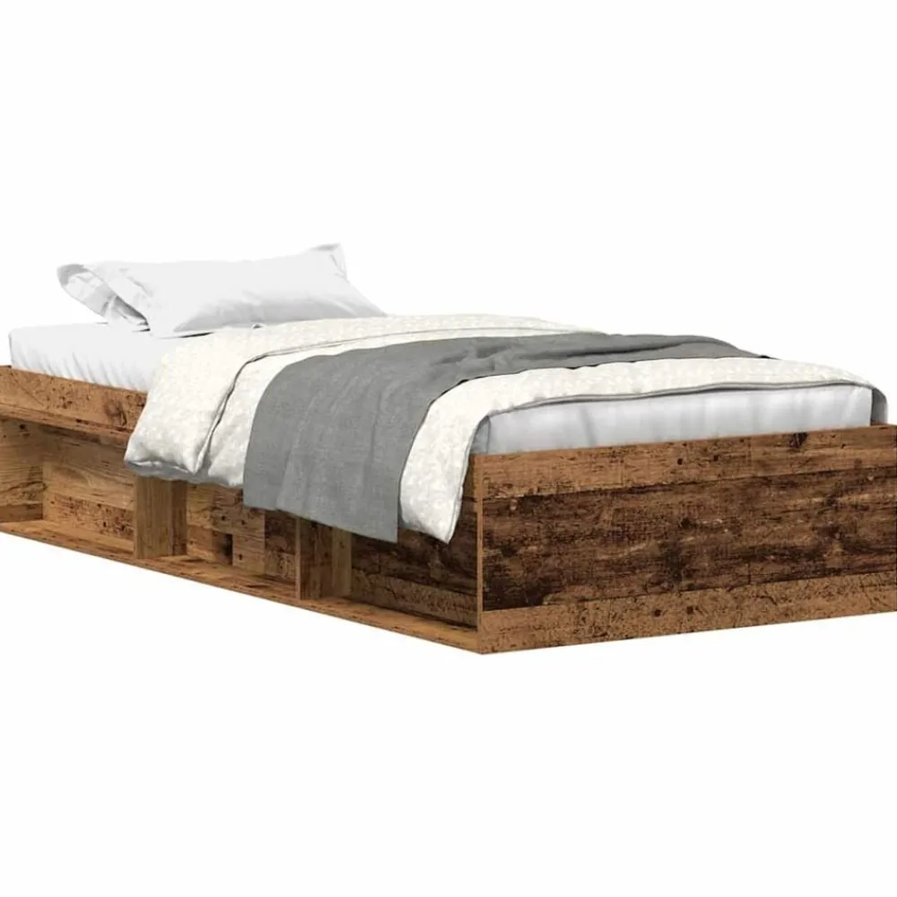 vidaXL Camas Y Accesorios-Estructura de cama sin colchón madera de ingeniería envejecida