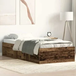 vidaXL Camas Y Accesorios-Estructura de cama sin colchón madera de ingeniería envejecida