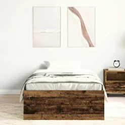 vidaXL Camas Y Accesorios-Estructura de cama sin colchón madera de ingeniería envejecida