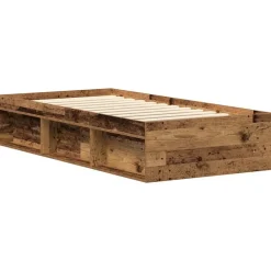 vidaXL Camas Y Accesorios-Estructura de cama sin colchón madera de ingeniería envejecida