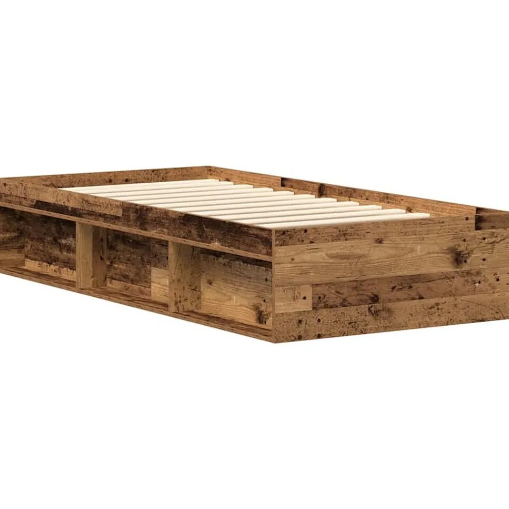 vidaXL Camas Y Accesorios-Estructura de cama sin colchón madera de ingeniería envejecida