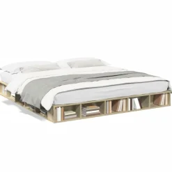 vidaXL Estructura de cama madera de ingeniería 200x200 cm Roble Sonoma Outlet