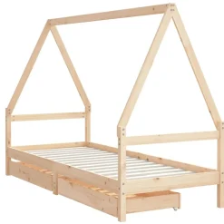 Niños vidaXL Mobiliario Para Bebés Y Niños Pequeños-Estructura de cama para niños con cajones madera pino 80x200 cm