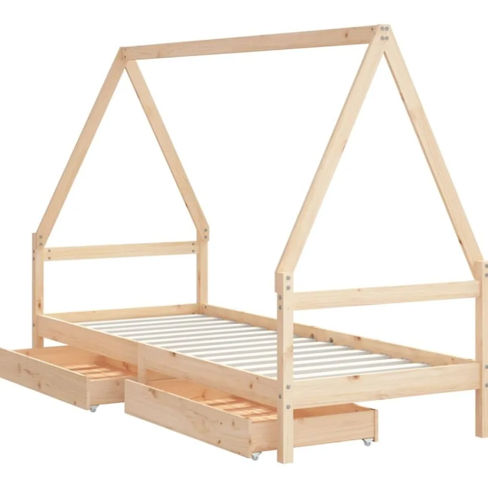 Niños vidaXL Mobiliario Para Bebés Y Niños Pequeños-Estructura de cama para niños con cajones madera pino 80x200 cm