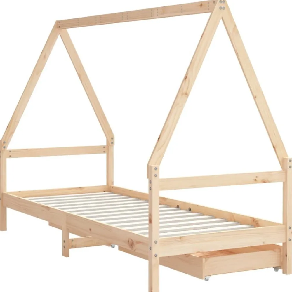 Niños vidaXL Mobiliario Para Bebés Y Niños Pequeños-Estructura de cama para niños con cajones madera pino 80x200 cm