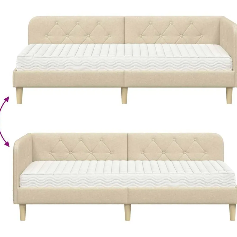 vidaXL Estructura de cama en esquina 80 x 200 cm tela Crema Hot