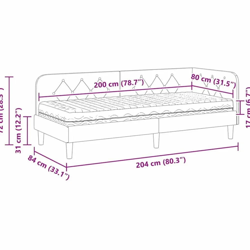 vidaXL Estructura de cama en esquina 80 x 200 cm tela Crema Hot
