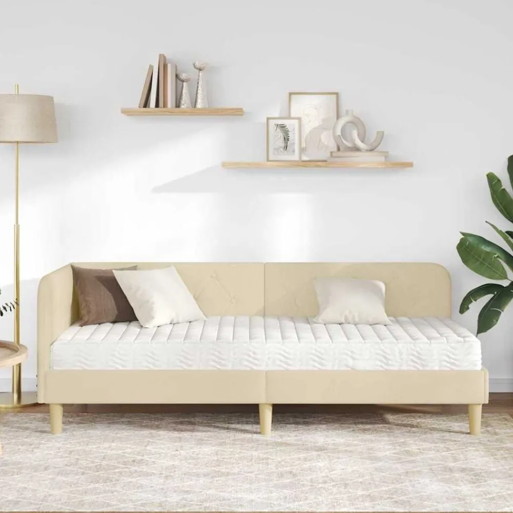 vidaXL Estructura de cama en esquina 80 x 200 cm tela Crema Hot
