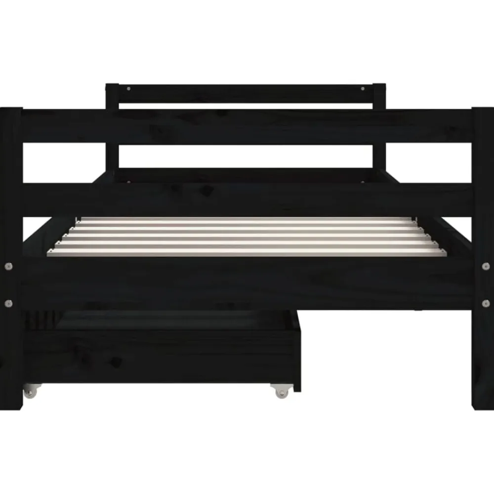 vidaXL Estructura de cama niños con cajones madera pino 80x200cm Negro Discount