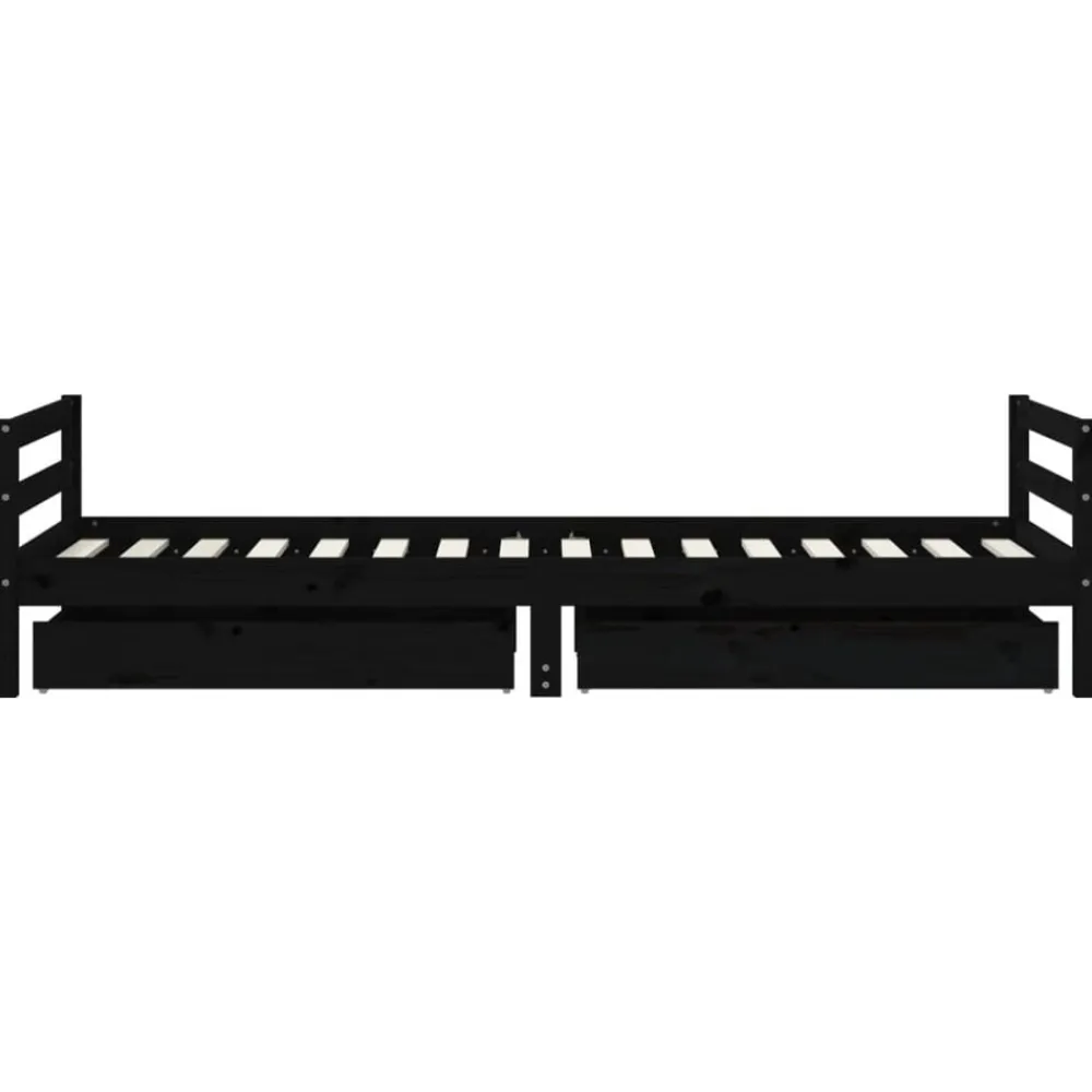vidaXL Estructura de cama niños con cajones madera pino 80x200cm Negro Discount