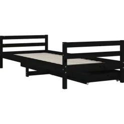 vidaXL Estructura de cama niños con cajones madera pino 80x200cm Negro Discount
