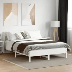 vidaXL Estructura de cama sin colchón madera de pino blanca 150x200 cm Blanco Outlet