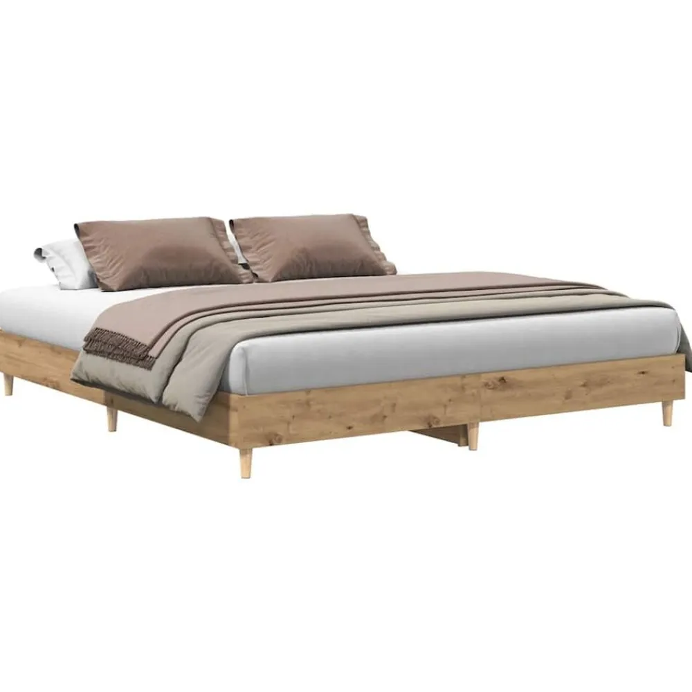 vidaXL Camas Y Accesorios-Estructura de cama sin colchón roble artesanal 200x200 cm
