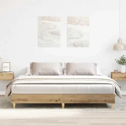 vidaXL Camas Y Accesorios-Estructura de cama sin colchón roble artesanal 200x200 cm