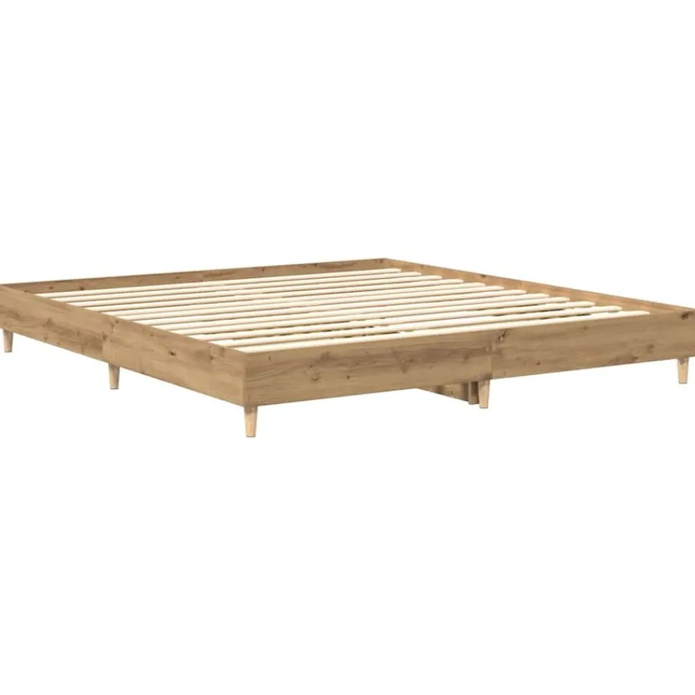 vidaXL Camas Y Accesorios-Estructura de cama sin colchón roble artesanal 200x200 cm