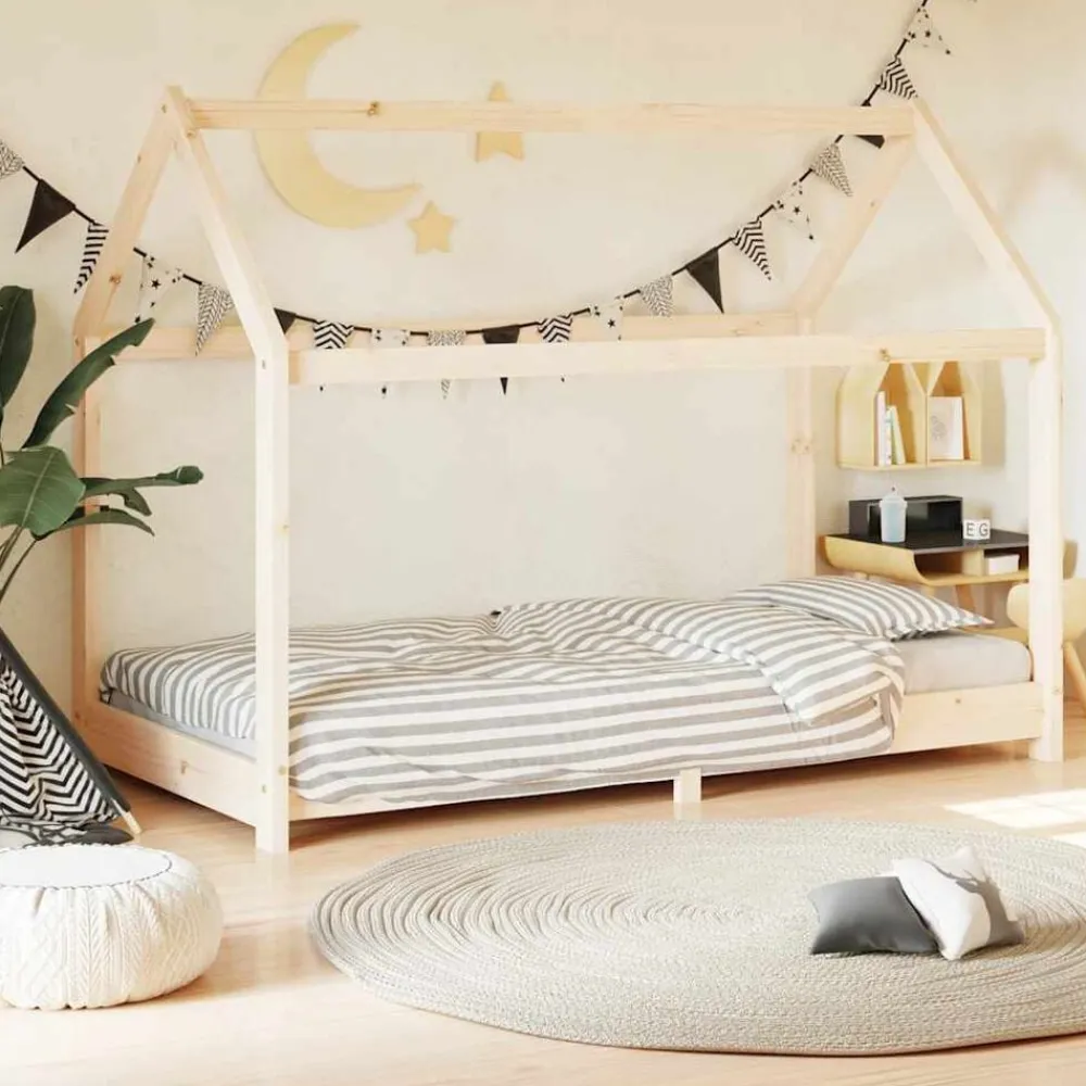 vidaXL Estructura de cama infantil de madera maciza de pino 70x140 cm Marrón Hot